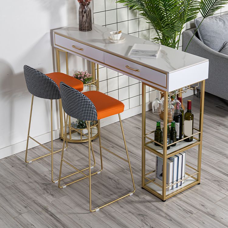Glam Style Stone Bar Table Set 1/2/3 Pcs Rectangular Pub Set for Indoor