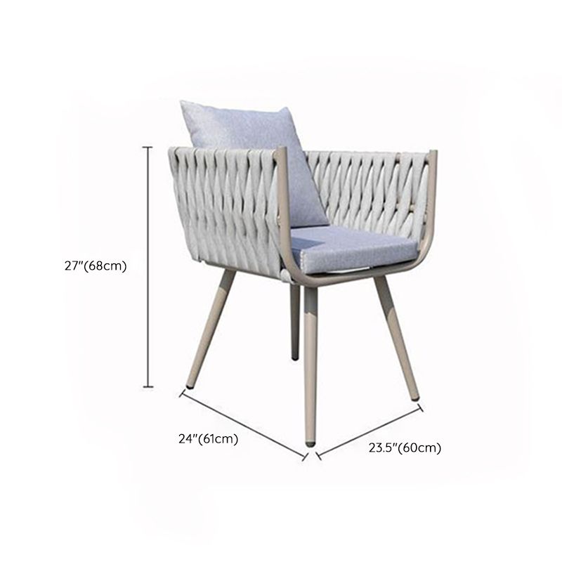 Tropical Washable Cushion Side Chair Gray Dining Side Chair with Arm