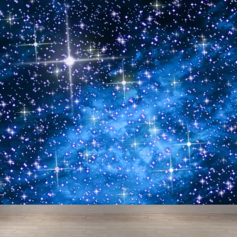 Dark Blue Nebula Mural Wallpaper Space Modern Washable Wall Covering for Kitchen