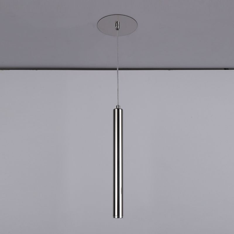Zeitgenössischer Stil Zylinderform Pendelleuchte Leuchtmetall 1 Leichte Hanglampe in Silber