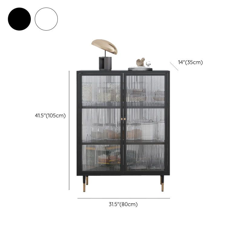 Contemporary China Cabinet Glass Doors Metal Storage Cabinet with Doors