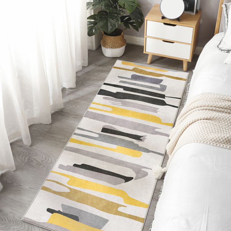 Colorblock Rug Polyester Modern Rug Washable Anti-Slip Pet Friendly Area Rug for Bedroom