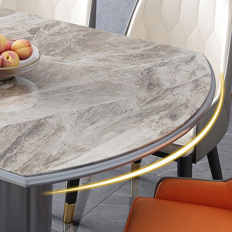 Contemporary Storage Pedestal Dining Table Round Extendable Dinner Table for Home