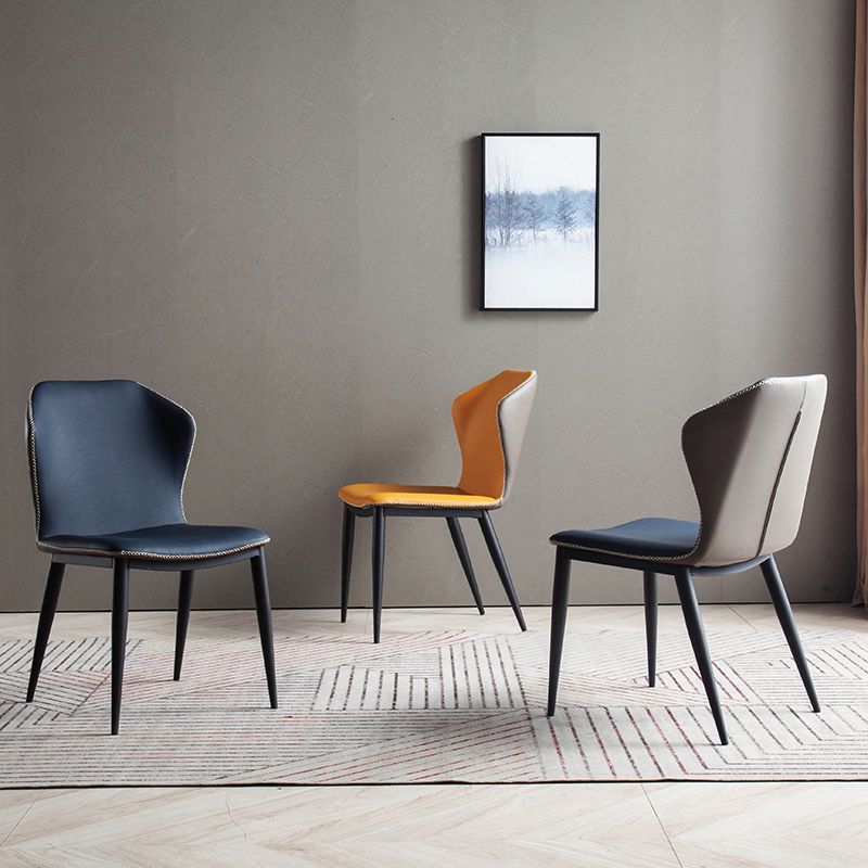 Metal Contemporary Dining Room Chairs Metallic Finish Wingback Side Chair