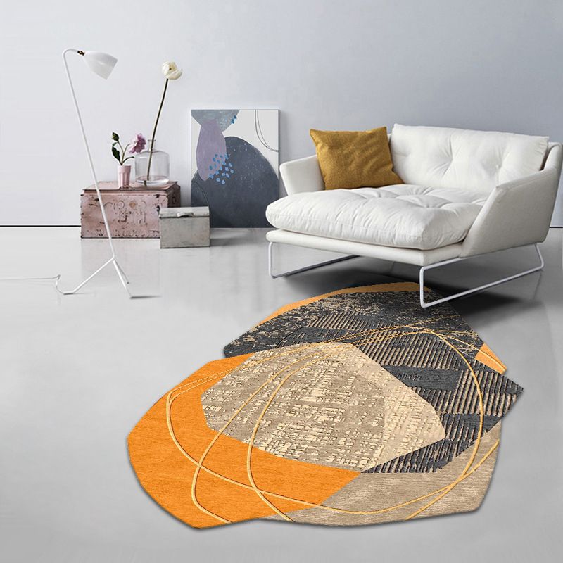 Tapis moderne gris en Polyester, bloc de couleurs irrégulières, lavable, pour la décoration de la maison