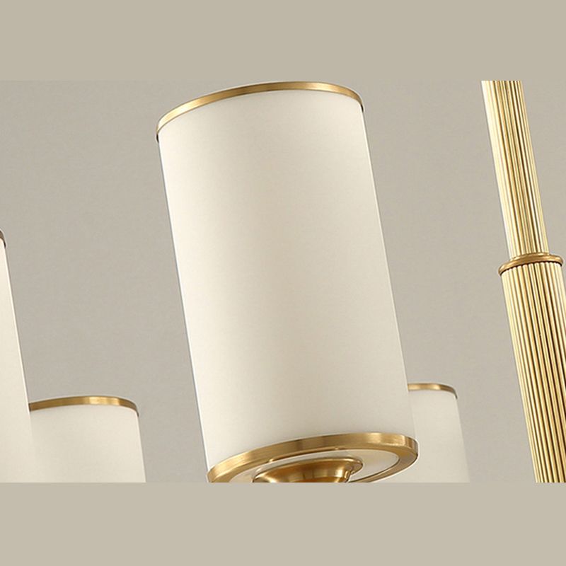 Post-Modern Metal Hanging Chandelier Light Cylindrical Glass Shade Ceiling Chandelier for Living Room