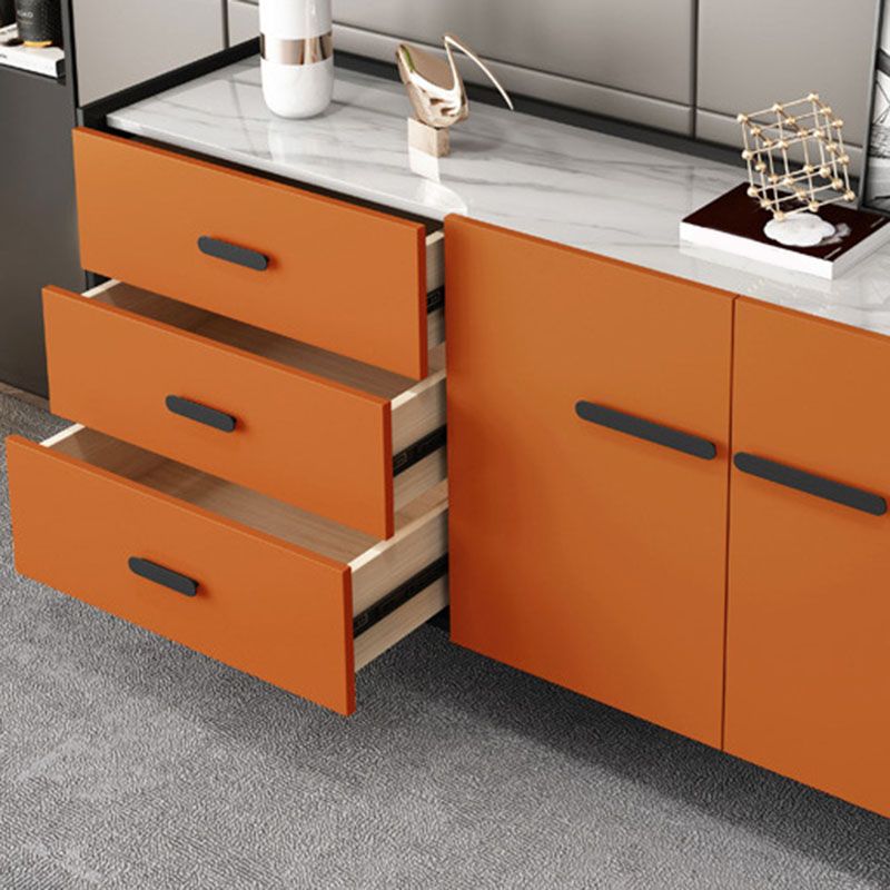 Contemporary Stone Chest Bedroom Horizontal Storage Chest with Drawers