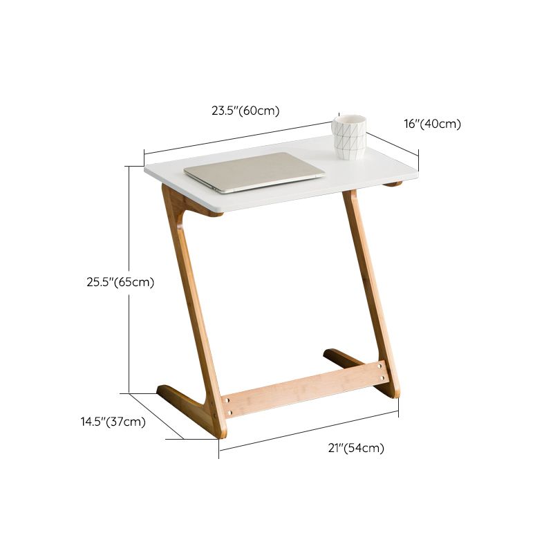 Modern Z-Shaped Wooden End Table 15.7" D Simple Bamboo Side Table
