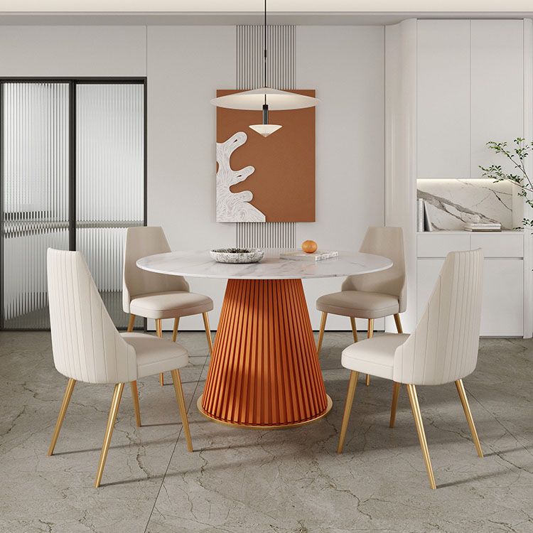 Glam 1/5 Pieces Dining Set Round Stone Dining Table for Kitchen Dining Room