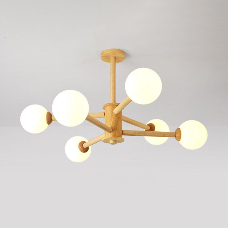 Luce a sospensione Sputnik Color Sputnik in moderna luce del soffitto in legno in stile creativo con tonalità di vetro opale