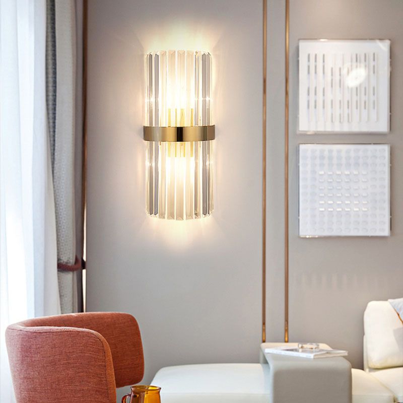 Geometric Wall Lighting Modern Crystal 2 Lights Wall Sconces in Gold
