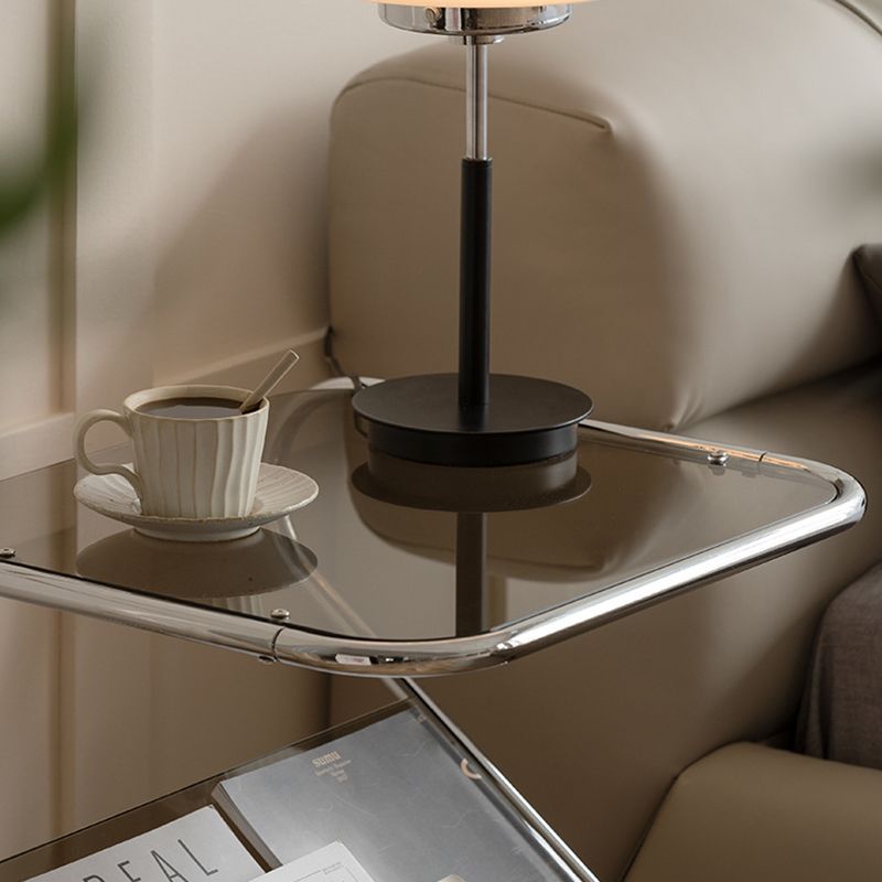 Abstract End Table Contemporary Style 23.62-inch Glass Top Side Table