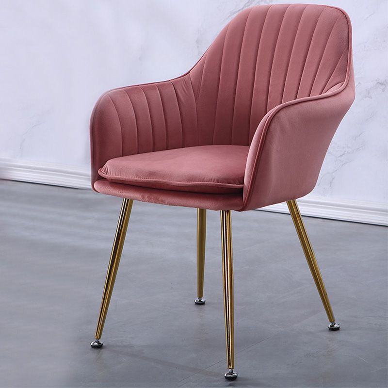 Sewn Pillow Back Chair with Flared Arms and Basic Four Legs for Apartment