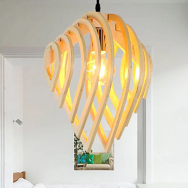 Lámpara colgante moderna de techo colgante de agua de madera en madera natural para dormitorio