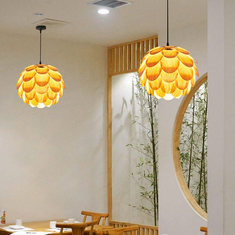 Moderner Stil Anhänger leichte Kiefernkegel Holz hängende Licht für das Restaurant