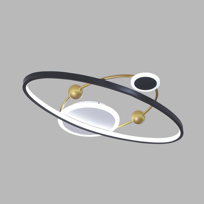 Schwarz und Gold Oval Ring Flushmount Beleuchtung Moderne LED Metallic Flush Deckenleuchte im Warm/Weiß Licht, 20.5"/24.5" breit