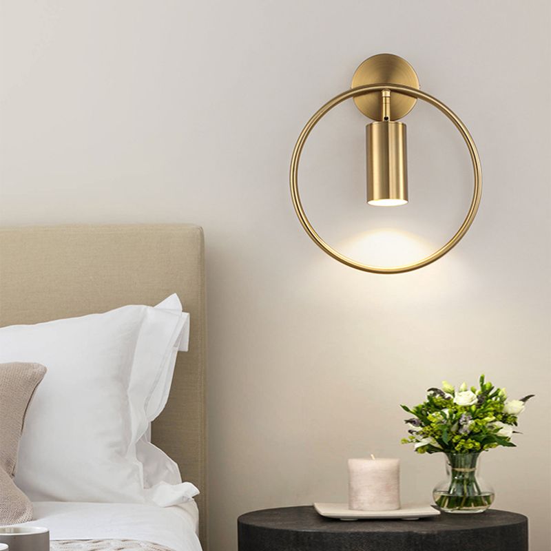 Black/Golden Single Modern Wall Mounted Sconce Metallic Wall Light