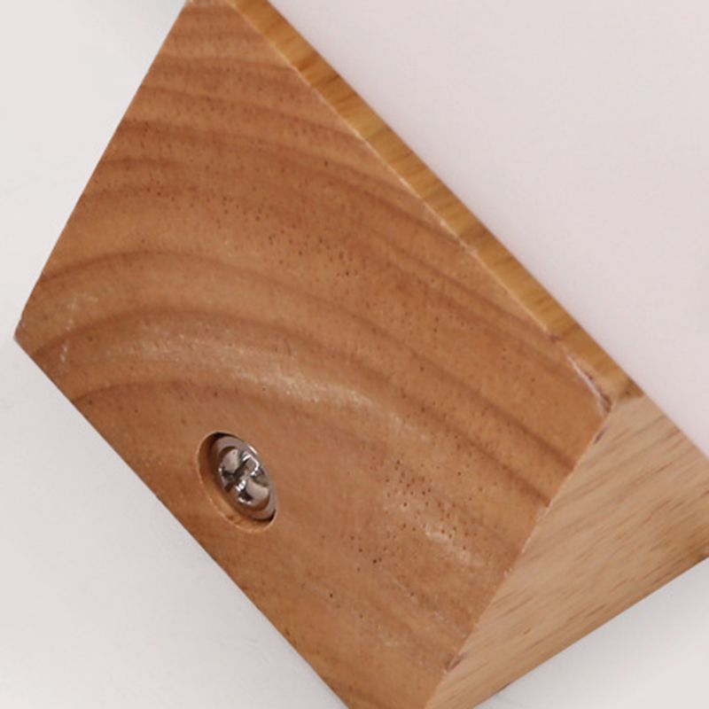 Wooden Cylindrical Wall Lamp in Modern Concise Style White Glass Wall Light for Bedroom