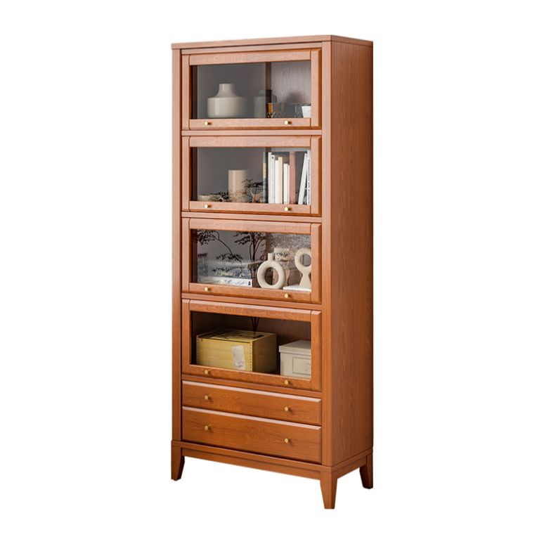Contemporary Bookshelf Standard Wooden Bookcase with Cabinets