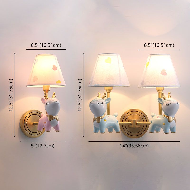 Minimalist Style Wall Sconce Lighting Deer Sconce Light Fixture with Fabric Shade