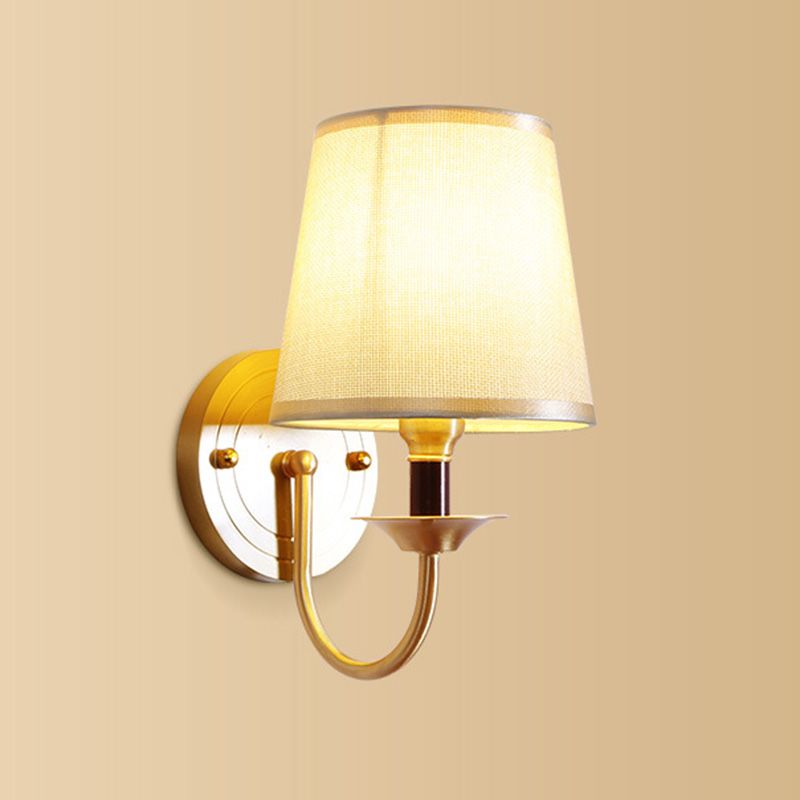 1 Head Wall Lighting Fixture Simplicity Geometric Shaped Fabric Wall Sconce Lamp in Gold