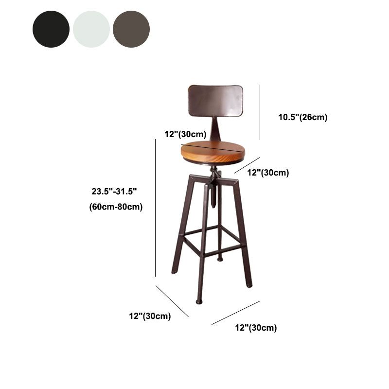 Armless Rotatable Bar Chair Modern Round Seat Bar Stool with Metal Footrest