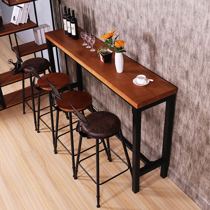 Industrial Rectangle Bar Table Pine Solid Wood Fixed Bar Dining Table