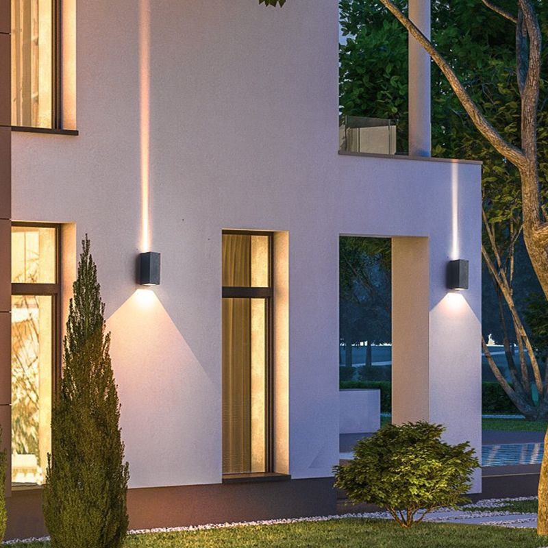 LED Aluminum Wall Mount Contemporary Cuboid Wall Lighting Fixture in Grey