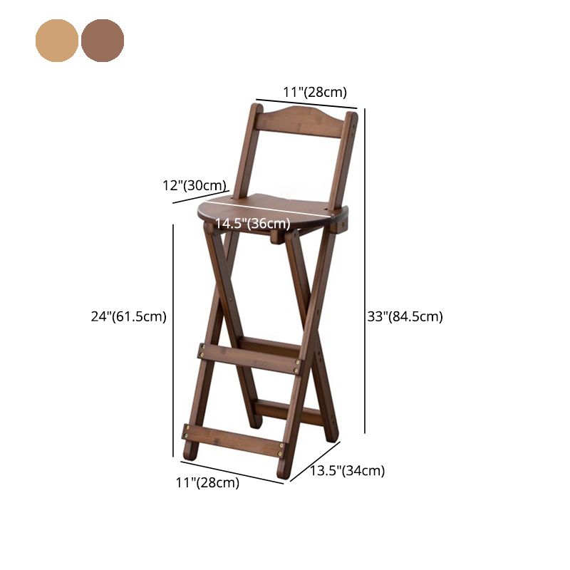 Contemporary Solid Wood Folding Bar Stool Indoor Bar Stool with Wooden Seat