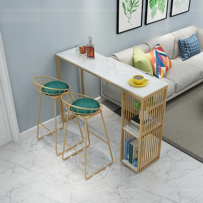 Glam Style Rectangle Bar Table 1/2/3 Pieces Faux Marble Counter Table