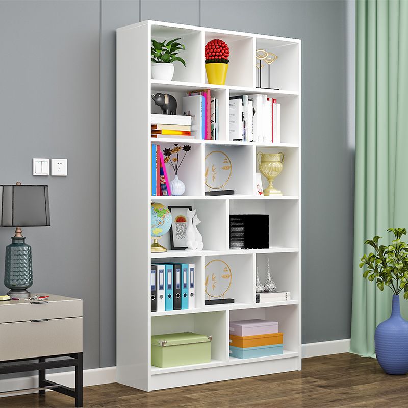 71" H X 9.5" W Modern Bookshelf Wooden Closed Back Bookcase with Rectangular Shelves