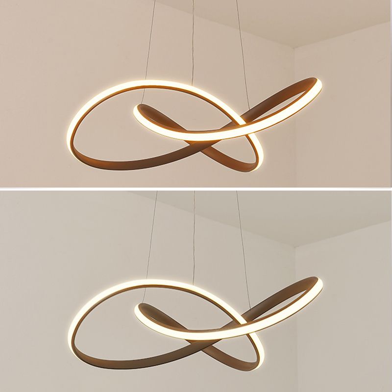 Silicone Linear LED Hanging Lamp in Modern Simplicity Lacquered Aluminium Chandelier for Dining Room
