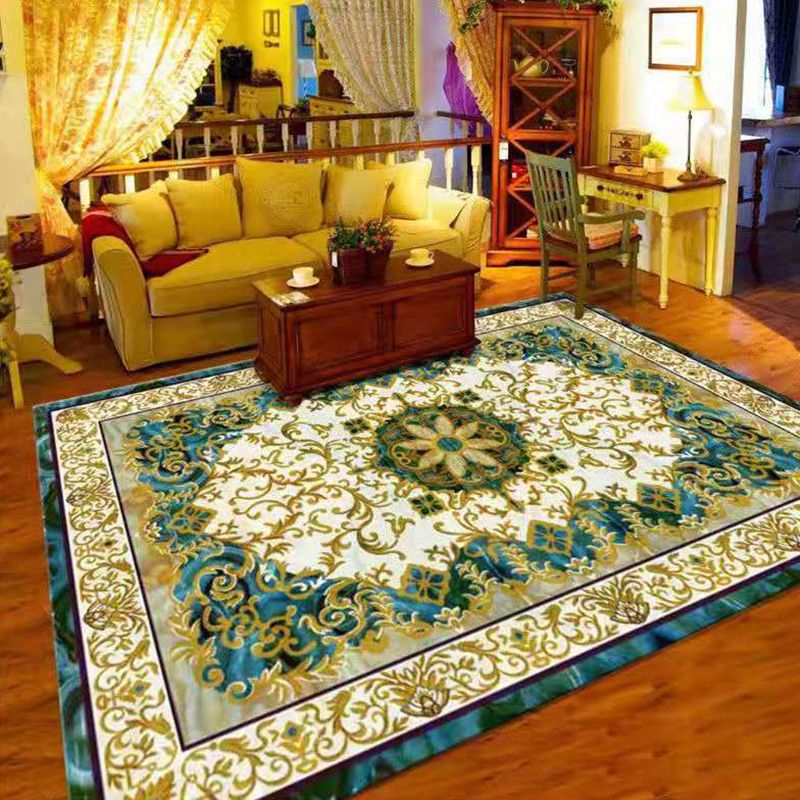 Wine Red Graphic Rug Polyester Luxury Rug Stain Resistant Rug for Drawing Room