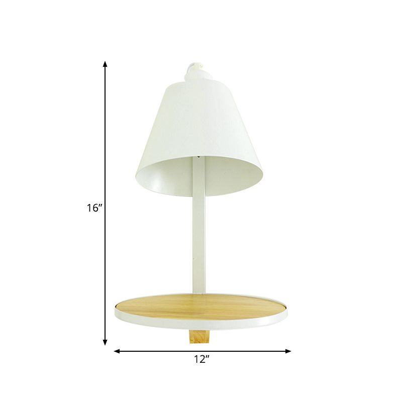 Lampada con pale sconde a parete con diica bianca/grigia Lampada a parete in metallo a 1 luce con sostenitore del legno