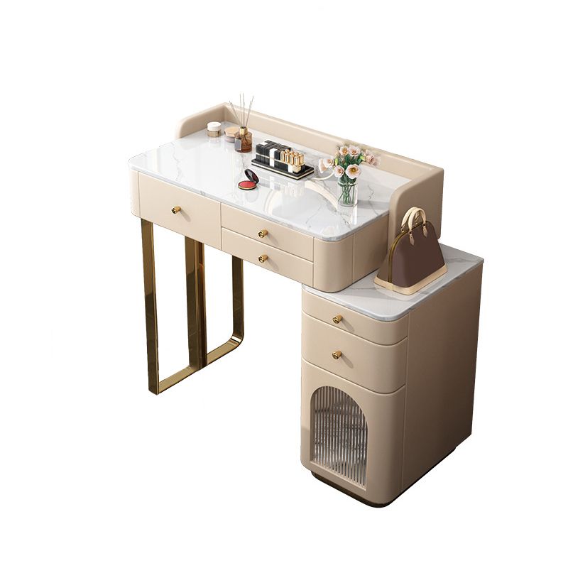 Luxurious Metal Makeup Dressing Table Stone Top Bedroom Vanity Desk