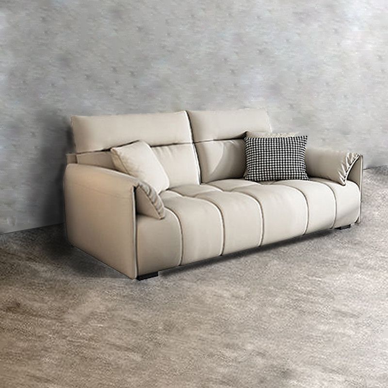 Living Room Cushion Back Couch Contemporary White Sofa with Pillow Top Arm