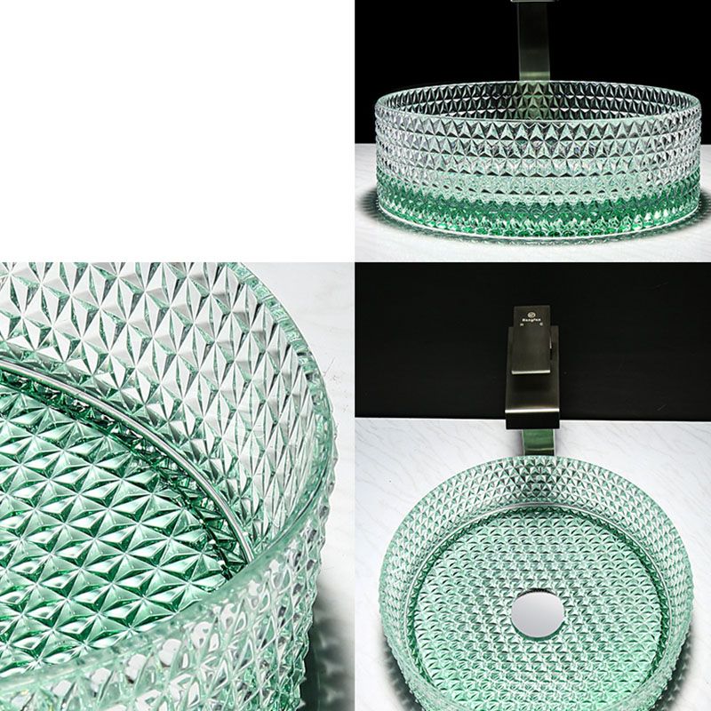 Contemporary Bathroom Sink Glass Round Vessel Bathroom Sink(Not Including Faucet)