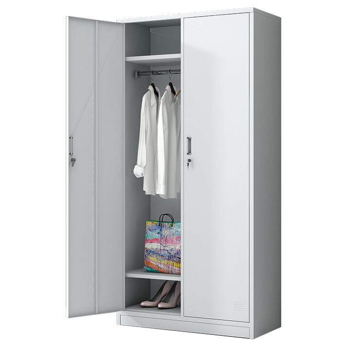White Metal Cabinet for Bathroom Contemporary Storage Cabinet with Hinged Door
