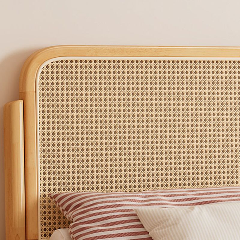 Rattan and Rubberwood Panel Bed Natural Tropical Standard Bed Rectangular