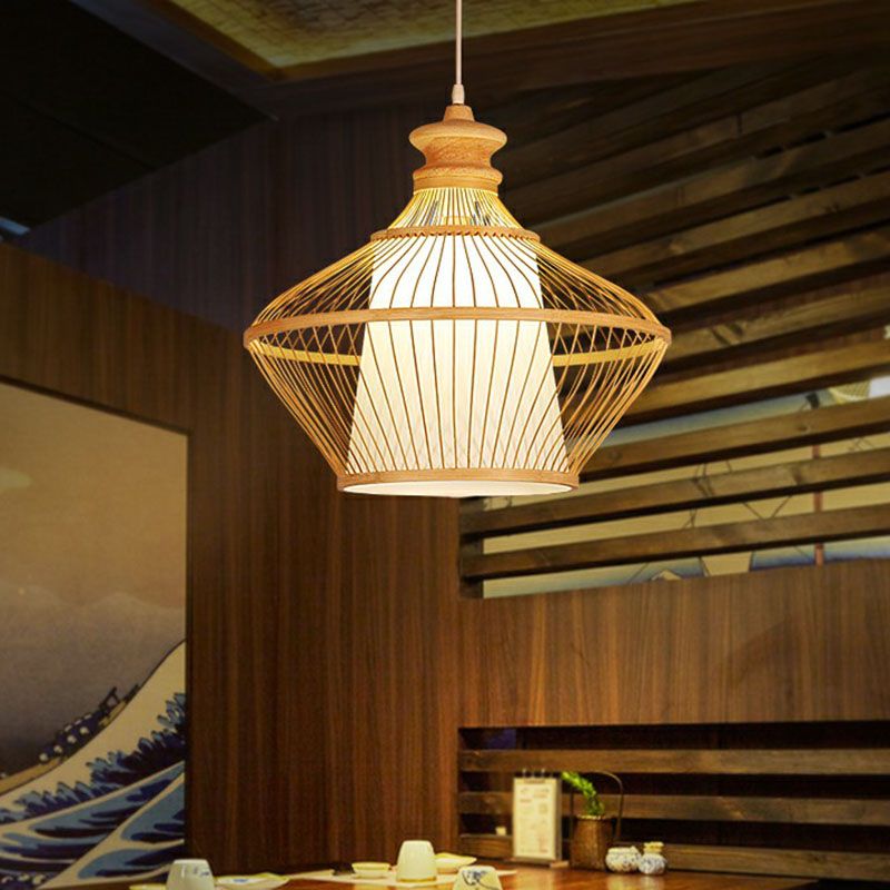 Curvy Tea Room Pendant Light Bamboo Single South-east Asia Suspension Light Fixture