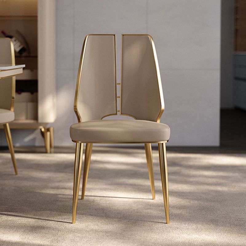 Upholstered and Metal Contemporary Armless Dining and Accent Chairs