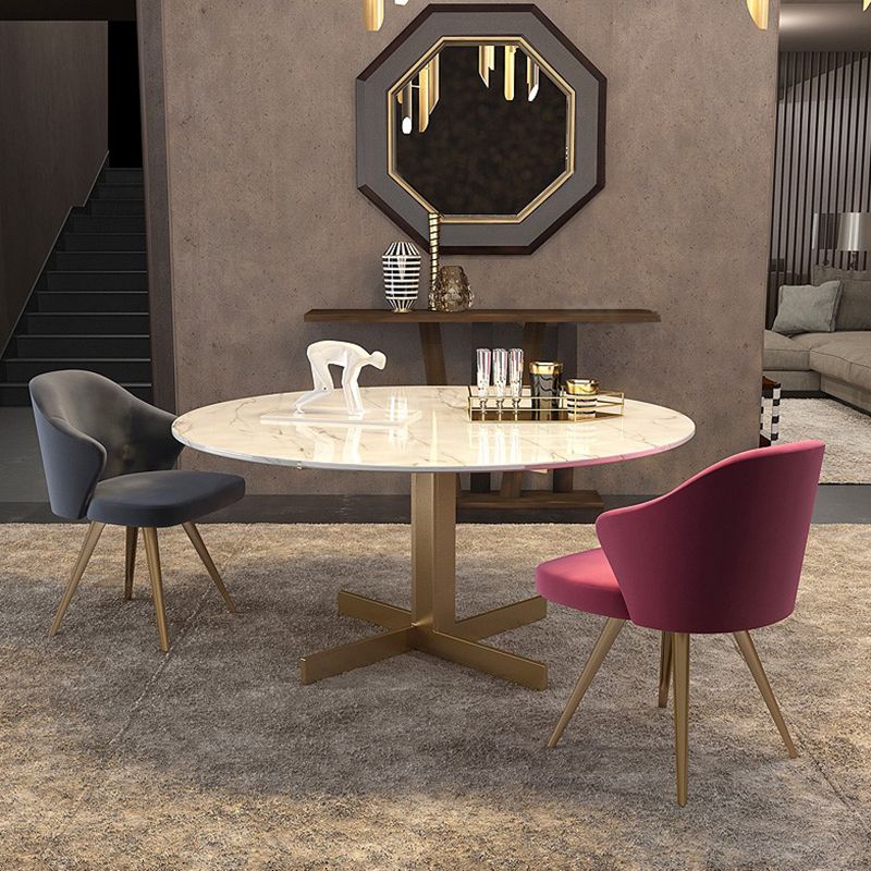 Metal and Stone Table Glam Style Minimalist Round Dining Table for Home Living Room