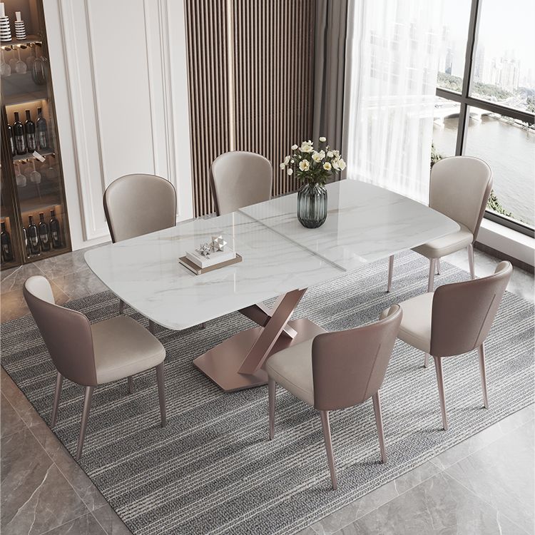 Modern 1/4/5/7 Pieces Scalable Dinette Set with Sintered Stone Rectangle Dining Table Set