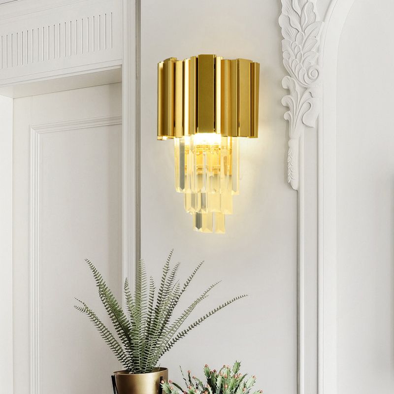 Crystal Geometric Shape Wall Light Modern Style 2-Lights Wall Light Sconce in Gold