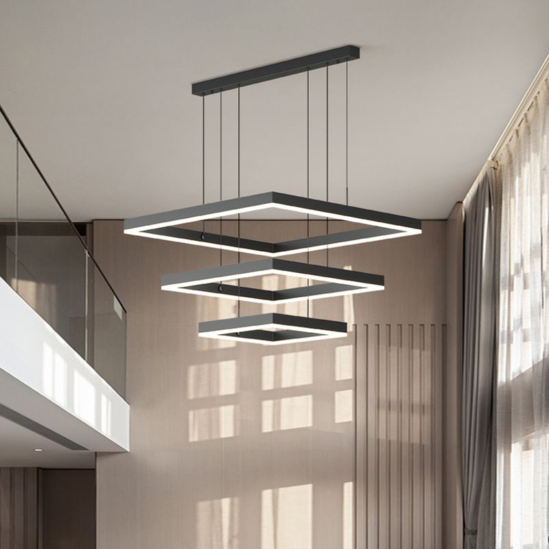 Moderne vierkante kroonluchter verlichtingsarmaturen Multi-tier hangende hanglampen