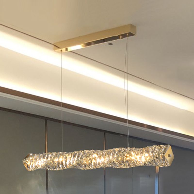 LED Long Linear Crystal Island Lamp Nordic Modern Modern Dining Salle Hanging Light