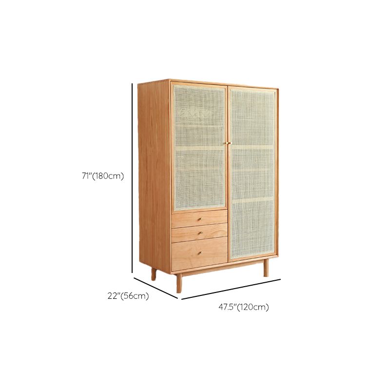 Pine Solid Wood Wardrobe Modern Freestanding Wardrobe with Legs