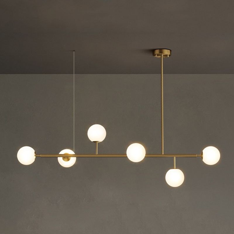 Minimalist Island Lighting Fixture Glass Hanging Light for Dining Room
