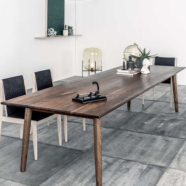 Contemporary Solid Wood Brown Table Rectangle Standard Dining Table for Kitchen