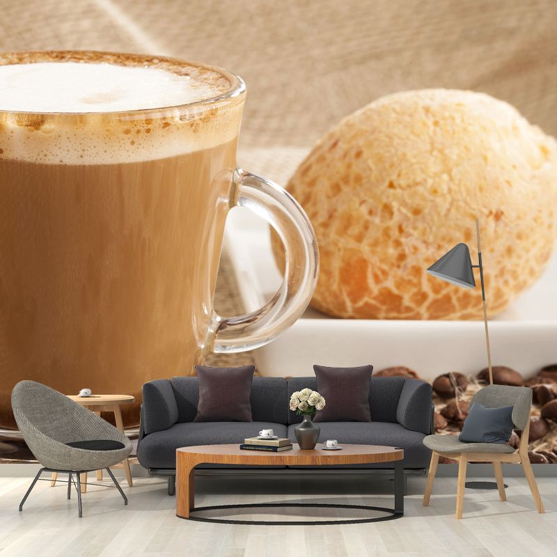 Customized Soft Color Coffee Mural Mildew Resistant Wallpaper for Coffee Shop